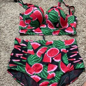 Watermelon Print Bikini Set